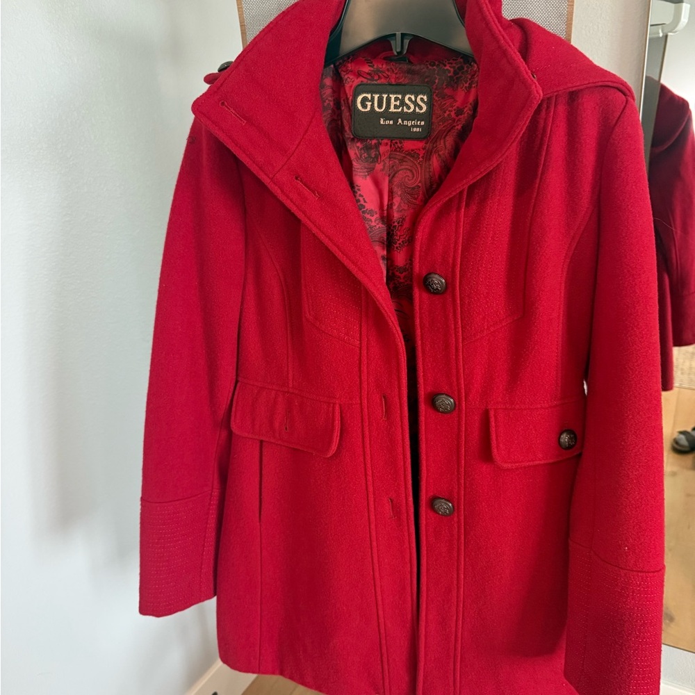 Guess women’s Extra Small VibrantRed Peacoat Jacket